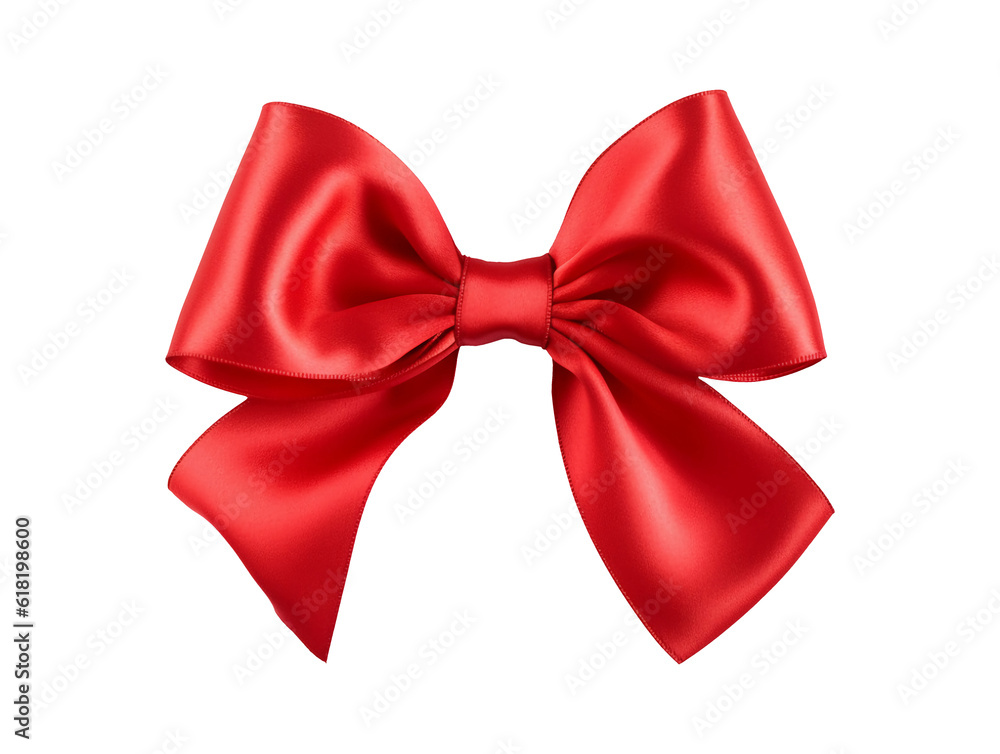 Red bow isolated on transparent or white background, png - obrazy, fototapety, plakaty 