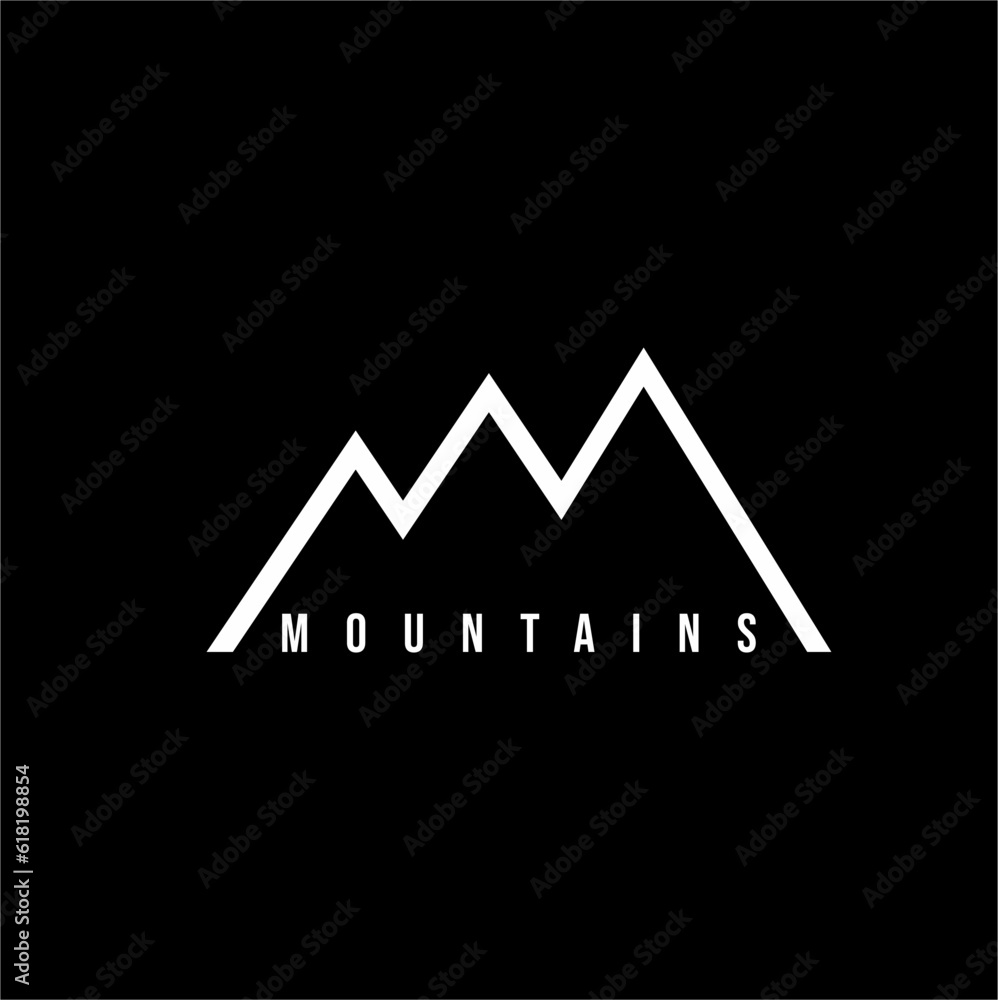 Mountain logo design with letter M W concept. Mountain logo design with letter M W concept.
