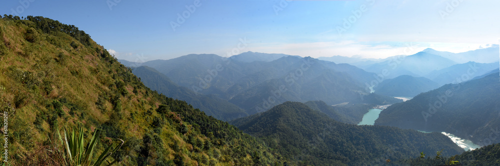 Panoramic view river Teesta, view from Durpin dara- Kalimpong