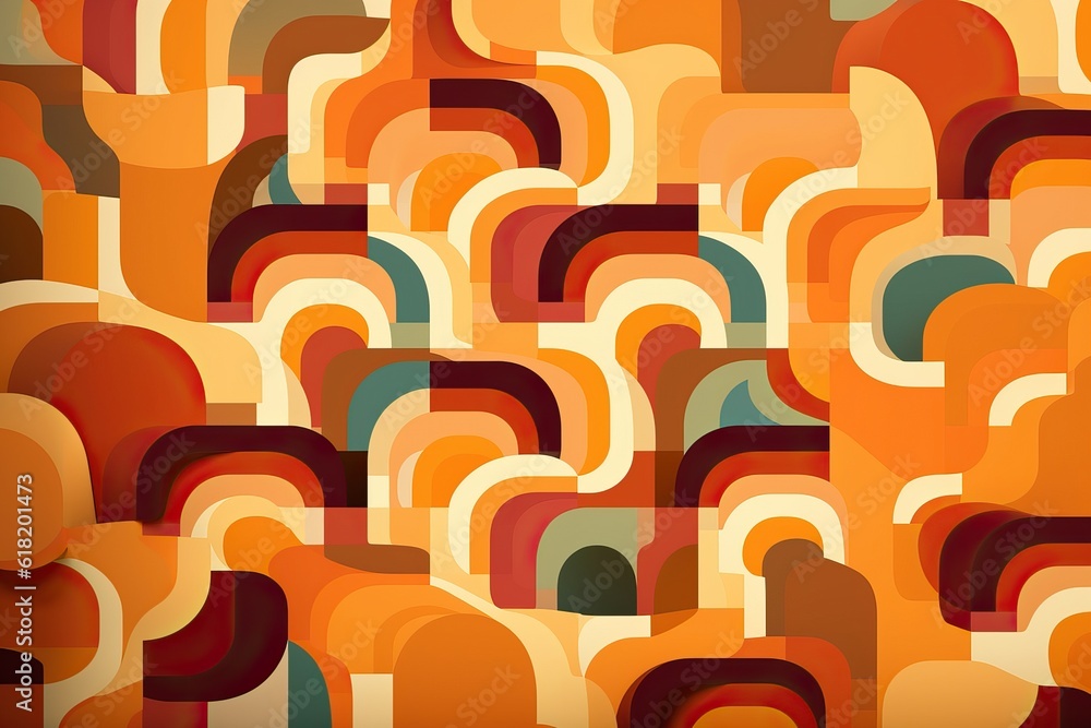 Obraz premium Motif Géométrique Groovy, flat design, minimalist,70s style, IA, génératif, numérique, art, illustration