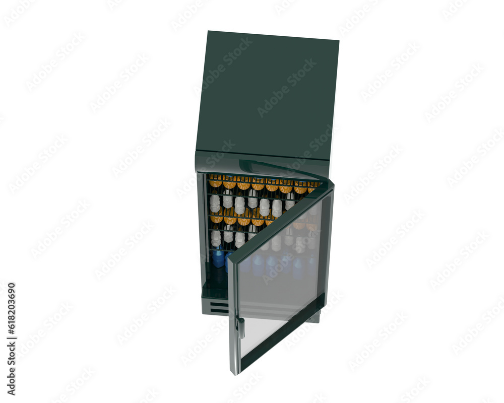 Fridge isolated on transparent background. 3d rendering - illustration Fridge isolated on transparent background. 3d rendering - illustration