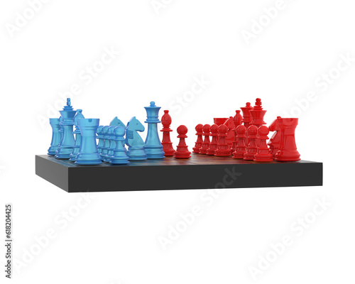 Chess board isolated on transparent background. 3d rendering - illustration