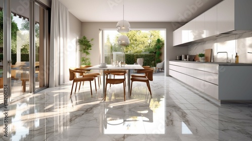 Clean gray marble tile floor in contemporary design.Generative AI © sudipdesign