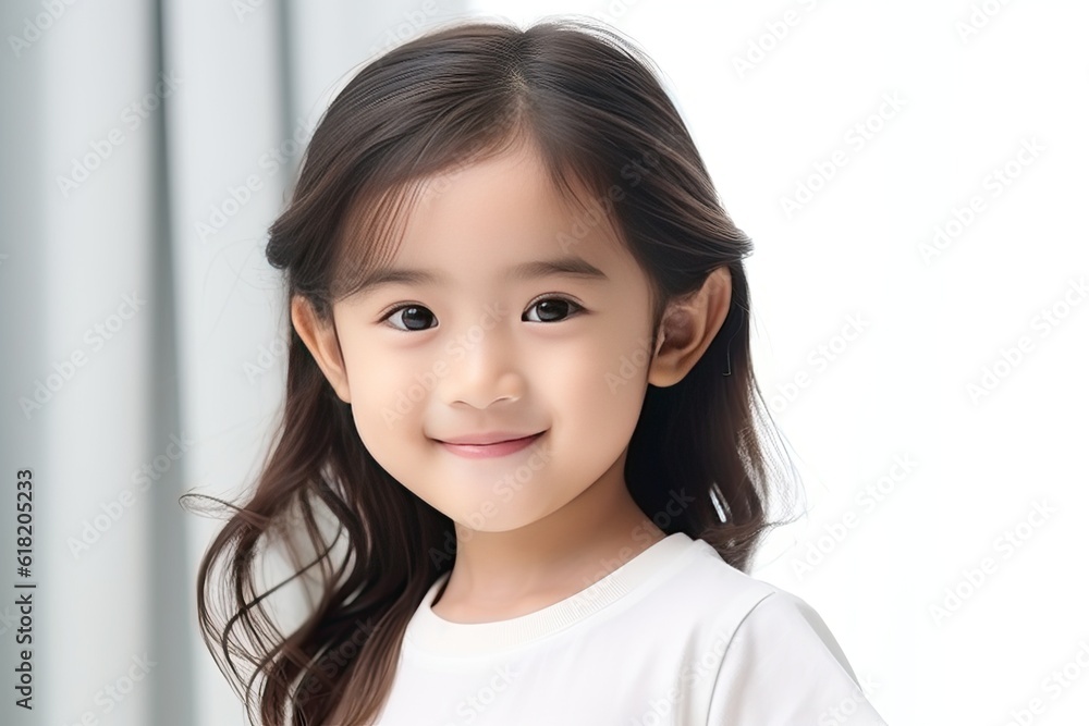Portrait of a happy young Asian girl with a bright smile on her face, radiating joy and happiness. generative ai Portrait of a happy young Asian girl with a bright smile on her face, radiating joy and happiness. generative ai