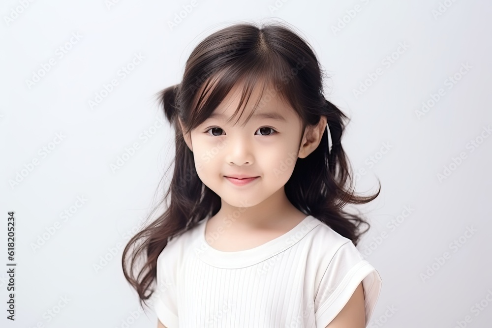 Portrait of a happy young Asian girl with a bright smile on her face, radiating joy and happiness. generative ai Portrait of a happy young Asian girl with a bright smile on her face, radiating joy and happiness. generative ai