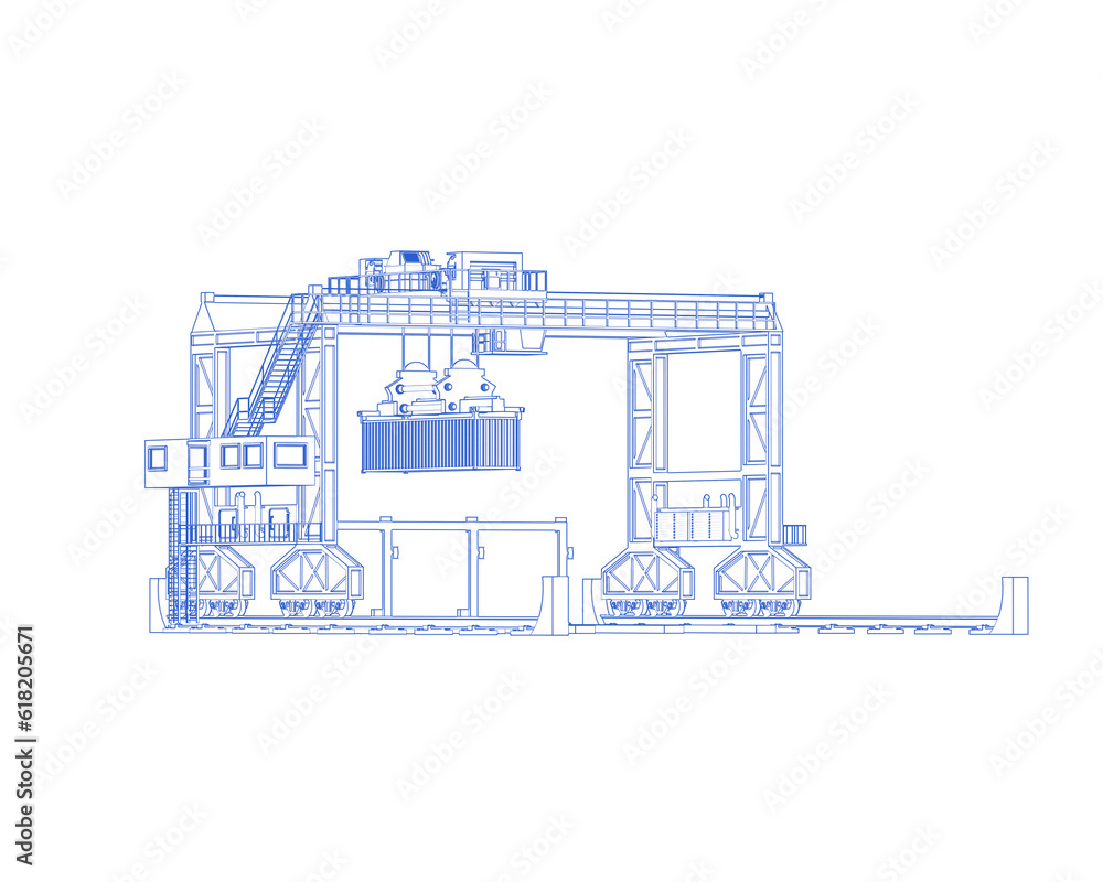 Naklejka premium Crane isolated on transparent background. 3d rendering - illustration