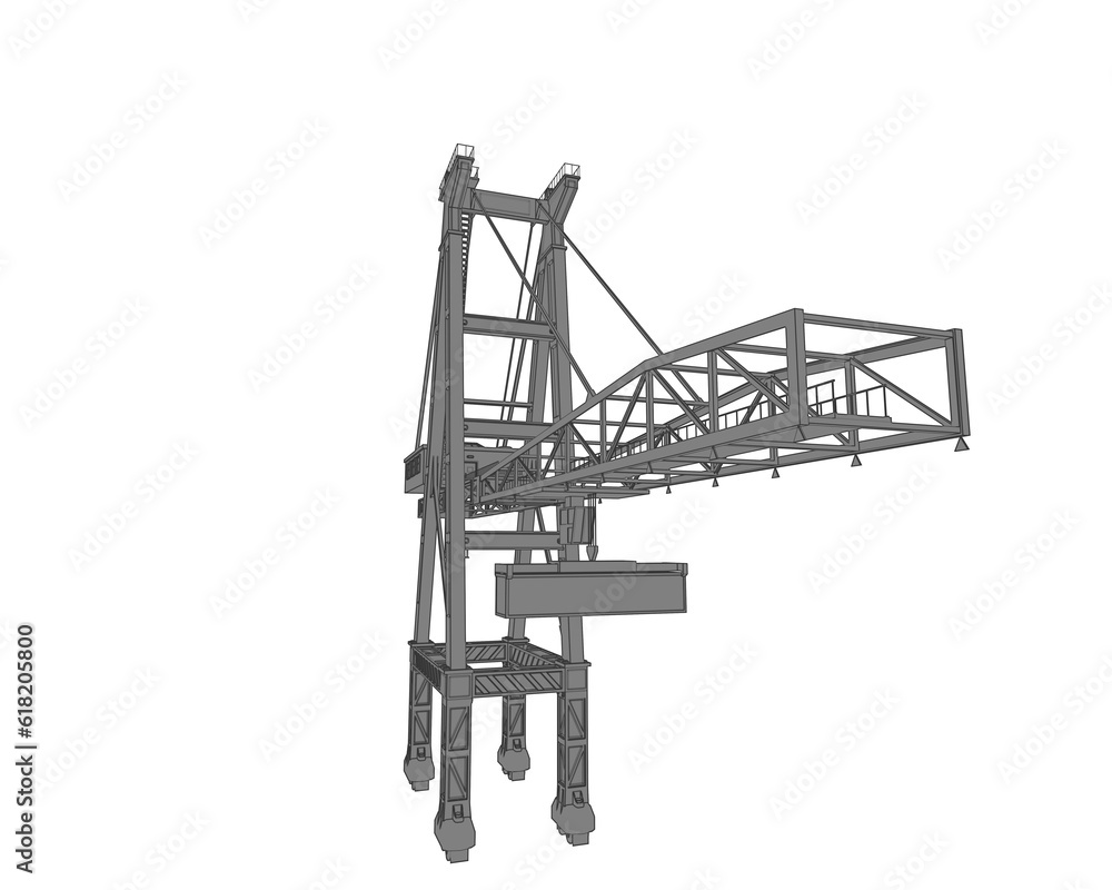 Crane isolated on transparent background. 3d rendering - illustration Crane isolated on transparent background. 3d rendering - illustration
