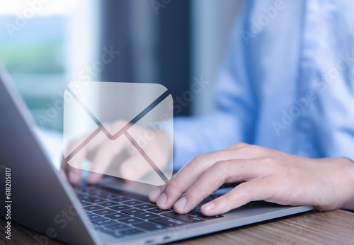 electronic mail concept is online communication on the Internet network Receiving	
