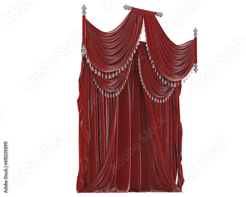 Curtains isolated on transparent background. 3d rendering - illustration