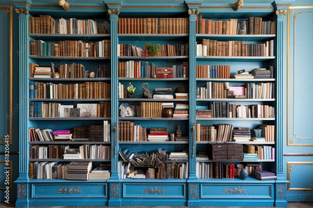a avand garde bookshelf full of books AI Generated a avand garde bookshelf full of books AI Generated