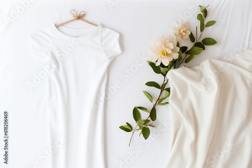 A white T-shirt is hanging on a hanger © Julia Jones