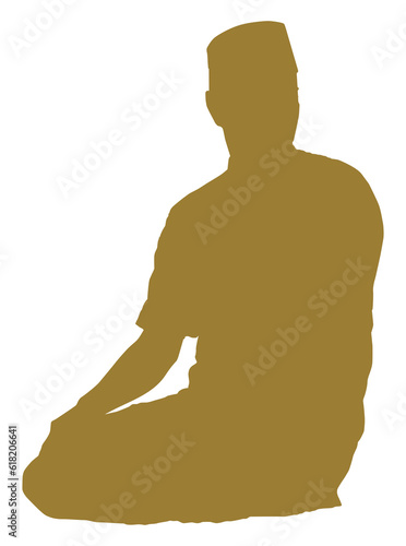 Sit tasyahud end including the pillars of prayer, so it should not be left in any circumstances. One of the Sitting Position when Moslem Praying. Format PNG photo