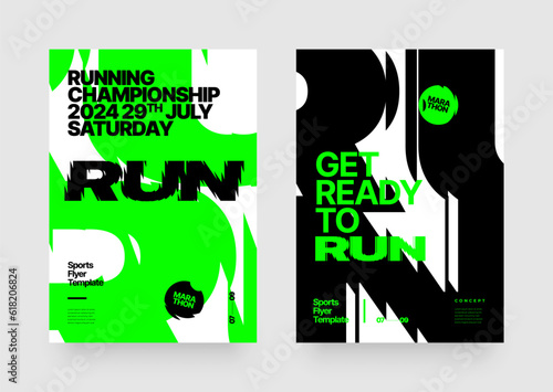 Vector layout template design for run, championship or sports event. Poster design with fluted glass effect. Design for flyer, poster, cover, brochure, banner or any layout.