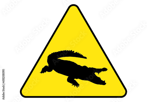 Icono de peligro con los cocodrilos. Señal de advertencia de presencia de cocodrilos