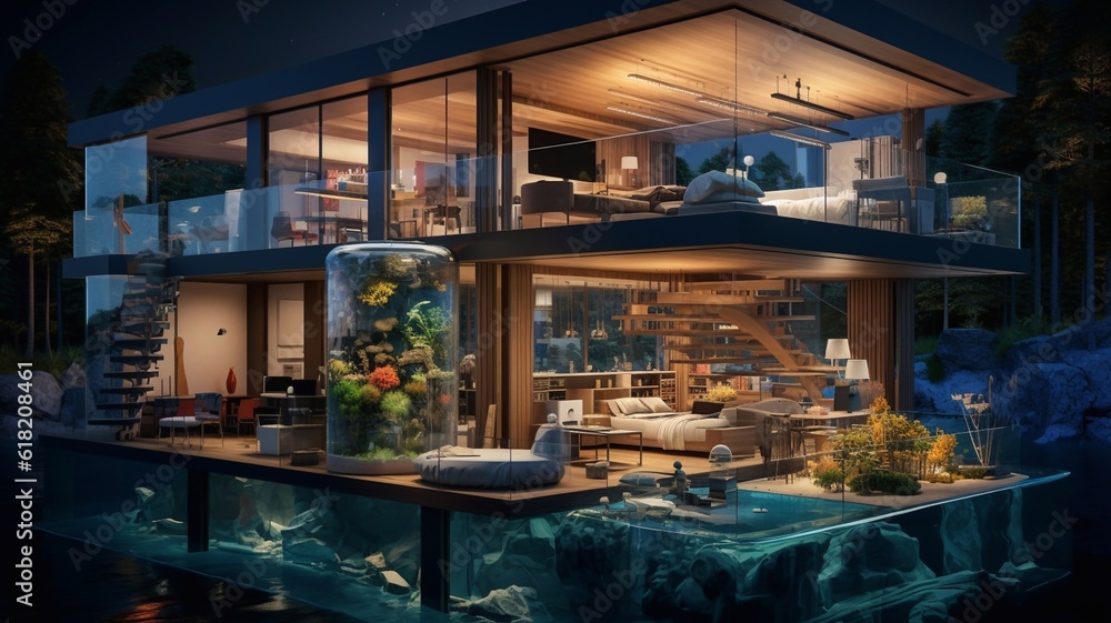 Underground bunker concept of landing page protective shelter room. safe survival bunker with food supplies. Generative AI Underground bunker concept of landing page protective shelter room. safe survival bunker with food supplies. Generative AI