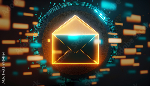 New email notification in the inbox receiving an alert message in envelope's shape with an unread message.