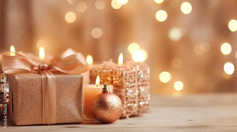 Christmas background with decorative holiday design elements. Festive background with christmas ornament decoration, Copy space. Banner and poster. generative ai Christmas background with decorative holiday design elements. Festive background with christmas ornament decoration, Copy space. Banner and poster. generative ai