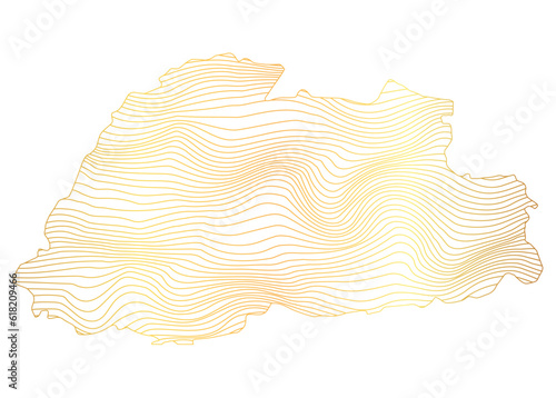 abstract map of Bhutan - vector illustration of striped gold colored map