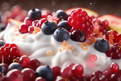 Texture Focus, AI Generate, Product Photography of Fruit and Yogurt for Advertising