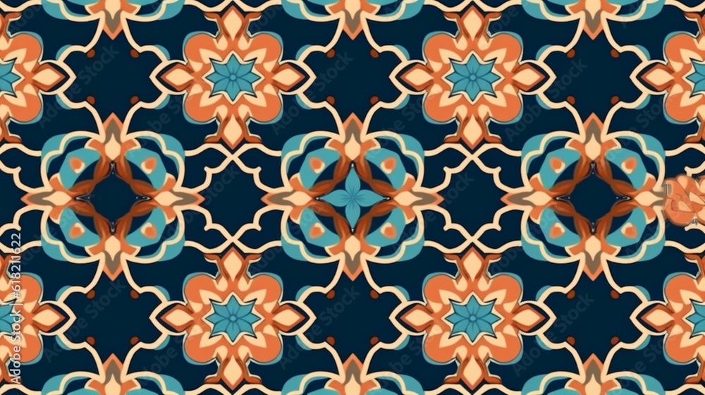 Colorful seamless pattern islamic background.Abstract.Generative AI