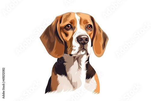 Beagle Dog, Minimalist Style, White Background Cartoonish, Flat Illustration.. Generative AI photo