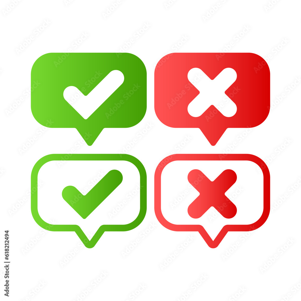 Green and red bubble chat tick, cross, approved, rejected, yes, no. Set of red and green crosses and checkmarks. Set of green and red crosses and checkmarks, yes, no, right, wrong, approved, rejected. Green and red bubble chat tick, cross, approved, rejected, yes, no. Set of red and green crosses and checkmarks. Set of green and red crosses and checkmarks, yes, no, right, wrong, approved, rejected.