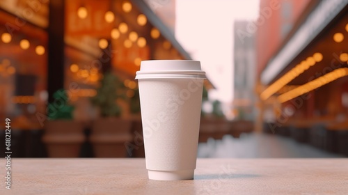 blank white coffee cup mockup with an aesthetic background, Generative ai