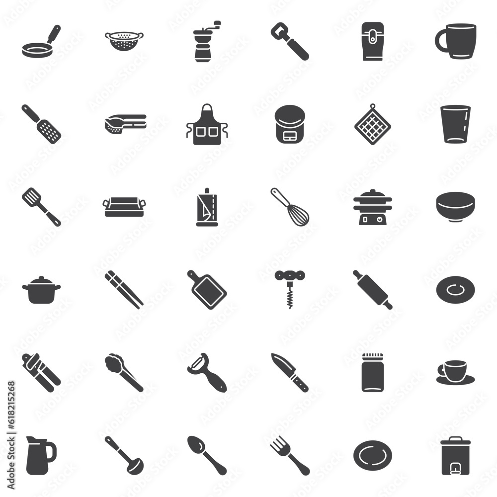 Kitchen tools vector icons set