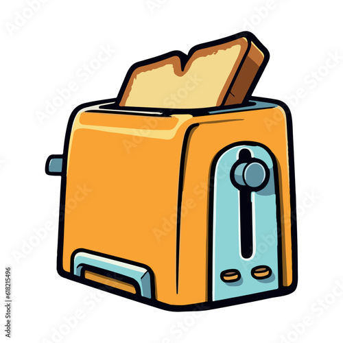 Toasted bread in cute toaster icon