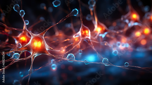 A close up of a bunch of neurons. Generative AI.