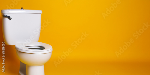 Toilet toilet lavatory banner with colorful background.  Body hygiene and cleanliness concept. AI generative. 