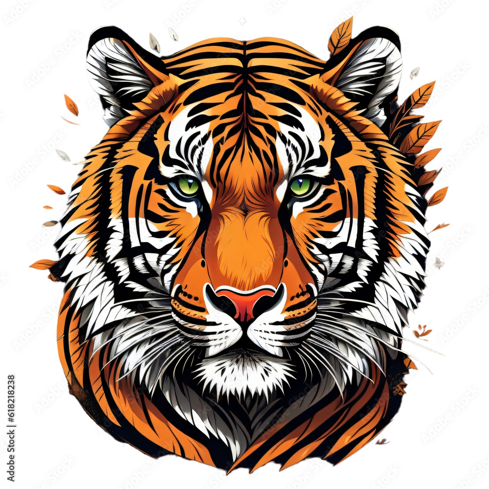 Tiger face close up in cartoon style Tiger face close up in cartoon style