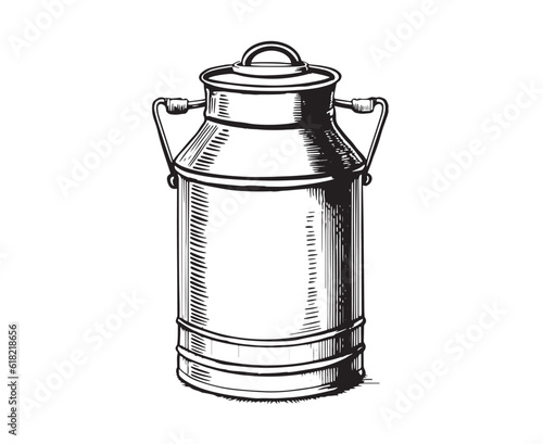 Milk can vector sketch line drawing