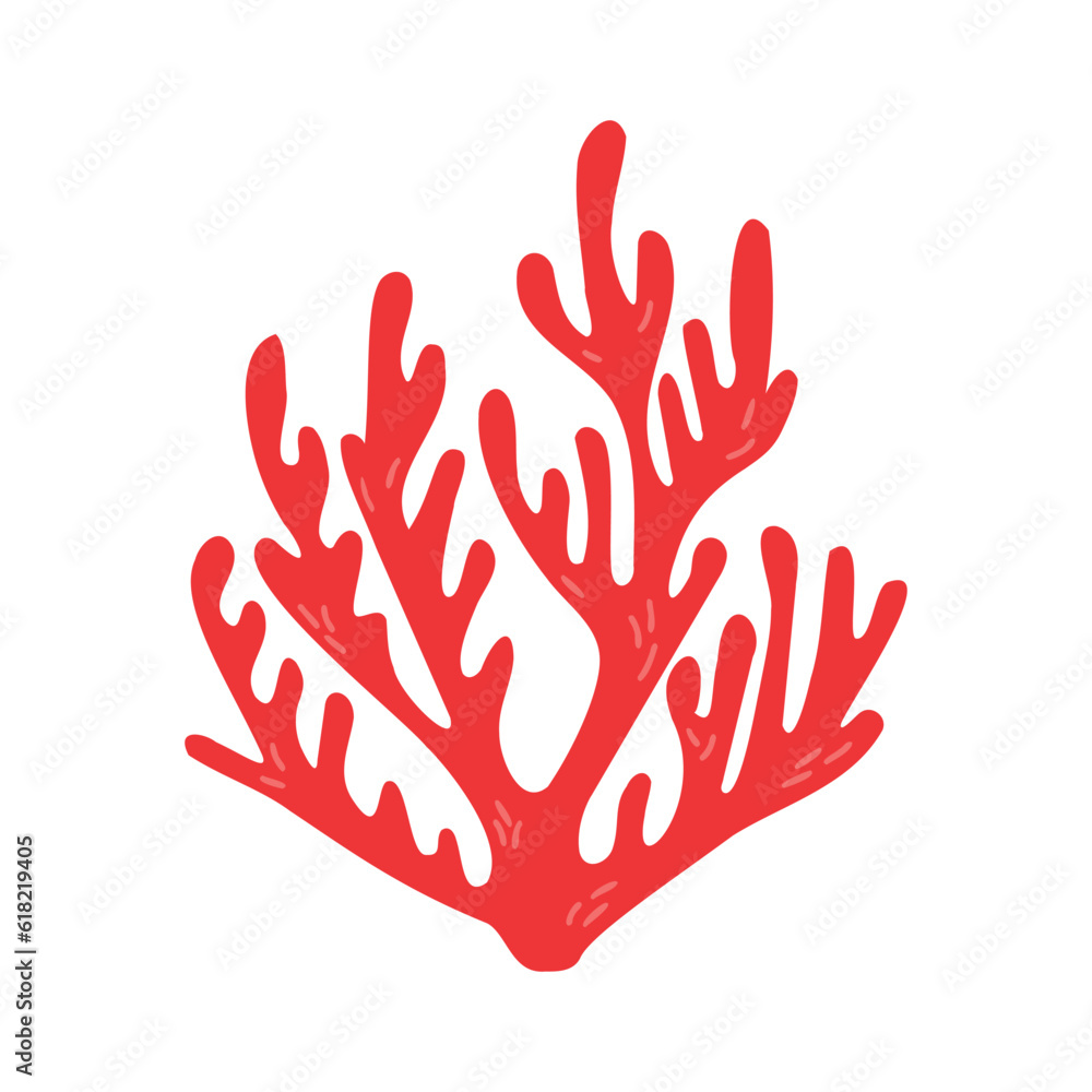 Aquarium, ocean and undersea life. Cartoon coral isolated on white background. Vecor illustration Aquarium, ocean and undersea life. Cartoon coral isolated on white background. Vecor illustration