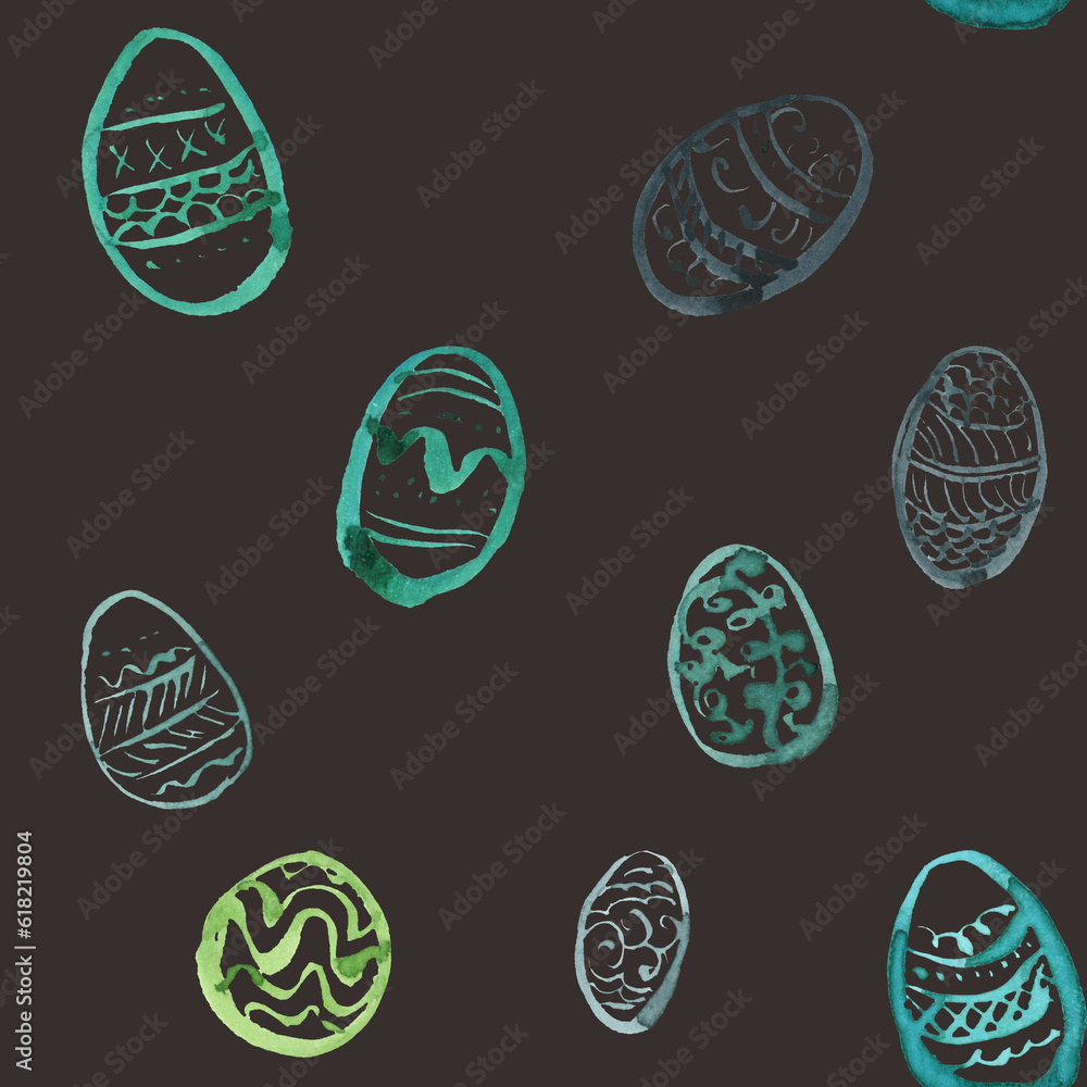 Seamless texture with Easter motif assembled from watercolor components. Seamless texture with Easter motif assembled from watercolor components.