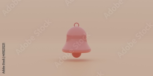 Pink love bell alarm reminder alert on notification heart bubble message 3d background with creative chat new contact mobile attention or minimal pastel smartphone ring and cute email social notice.