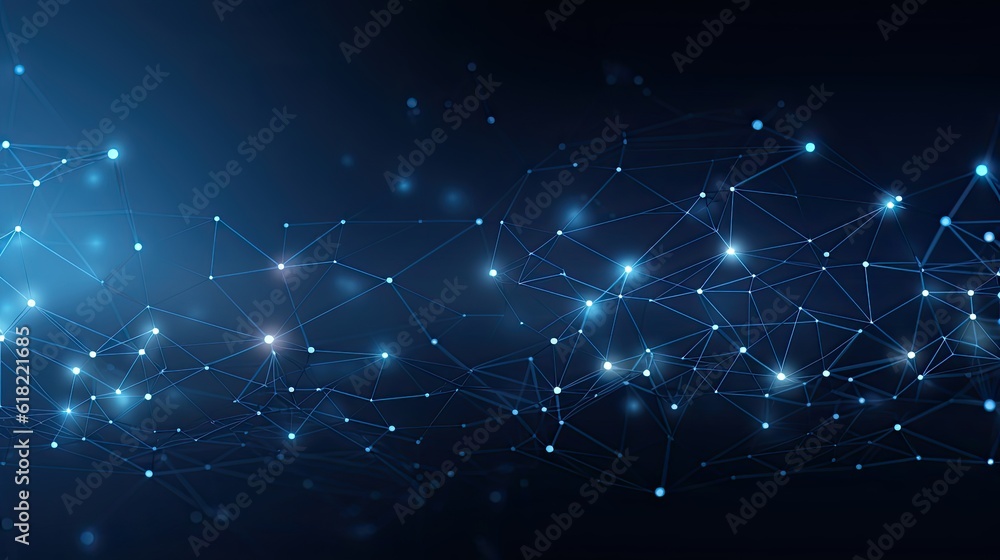 Tech Network Background. Blue Abstract Design with Connected Data Mesh ...