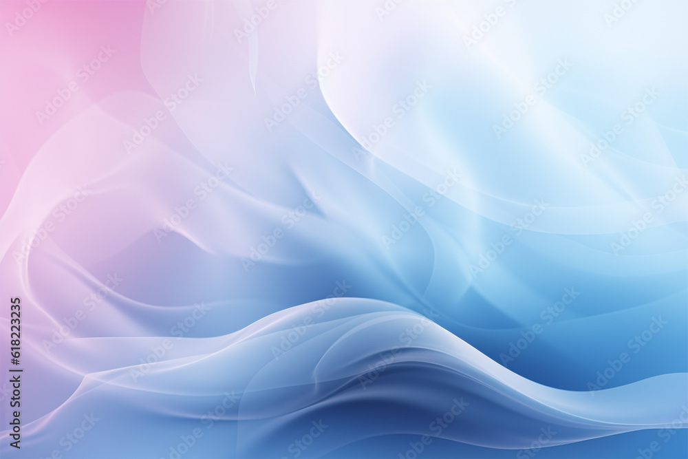 Fototapeta premium A beautiful light blue background with white smoke trailing across the floor with pink lighting. Abstract background for presentation