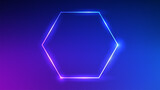 Neon hexagon frame with shining effects