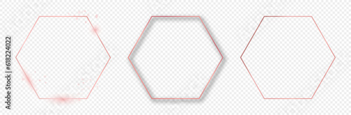 Rose gold glowing hexagon frame