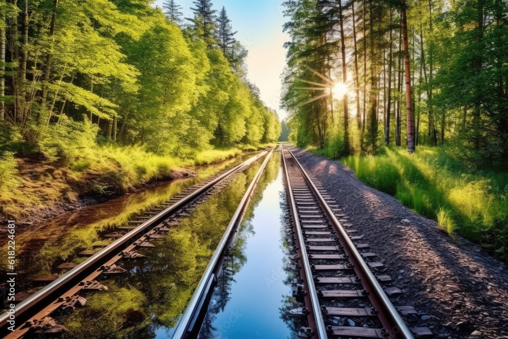 along a railroad on an summer afternoon AI Generated along a railroad on an summer afternoon AI Generated