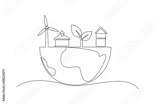 Single one line drawing ESG - Environmental, Social, and Governance concept. Continuous line draw design graphic vector illustration.