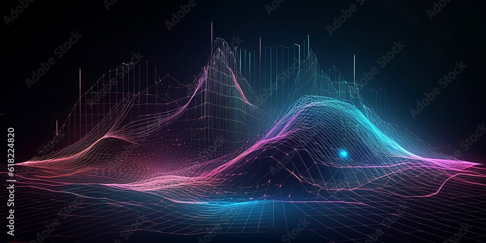 beautiful 3D hologram on a dark background. Generative AI beautiful 3D hologram on a dark background. Generative AI