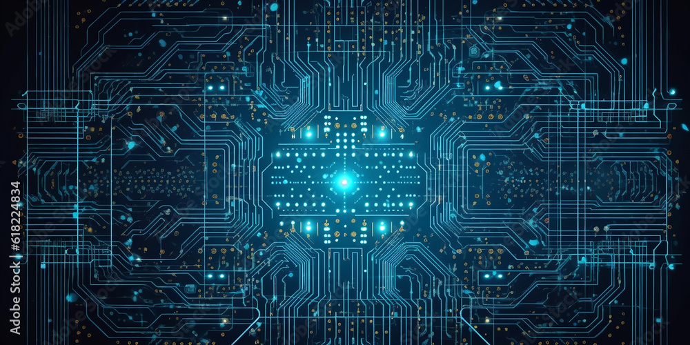 background in digital electronic circuit board or holography style. Generative AI