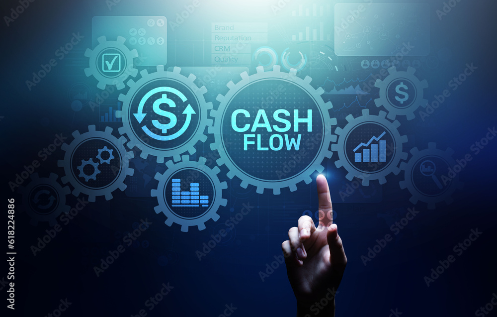 Cash flow button on virtual screen. Business Tehcnology concept. Cash flow button on virtual screen. Business Tehcnology concept.