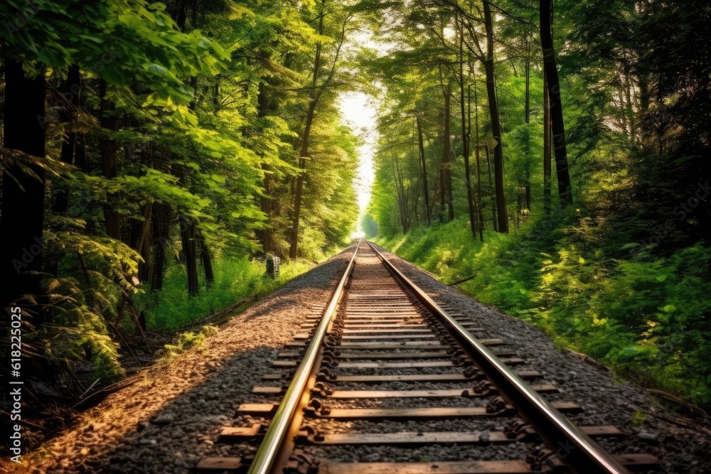 Obraz premium along a railroad on an summer afternoon AI Generated