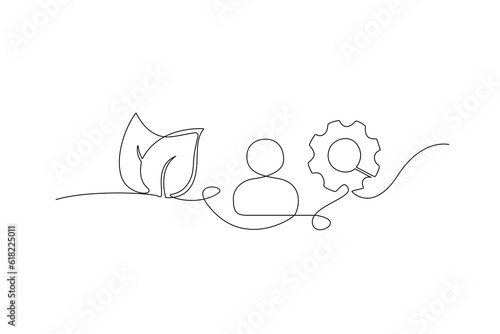 Single one line drawing ESG - Environmental, Social, and Governance concept. Continuous line draw design graphic vector illustration.