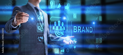 Brand development marketing strategy awareness identity advertising business finance concept.