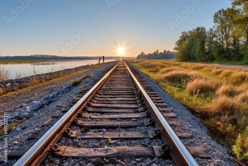  along a railroad on an summer morning AI Generated