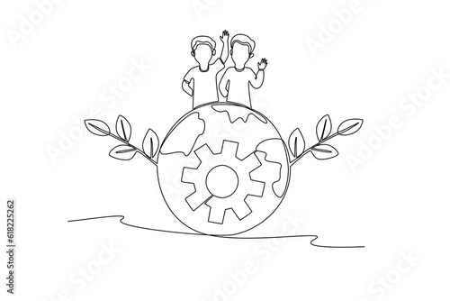 Single one line drawing ESG - Environmental, Social, and Governance concept. Continuous line draw design graphic vector illustration.